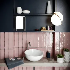 Bath set decoration with pink stone
